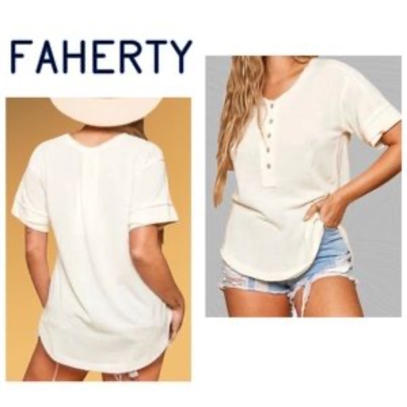 Faherty Tops Faherty Allandria Henley In White Poshmark